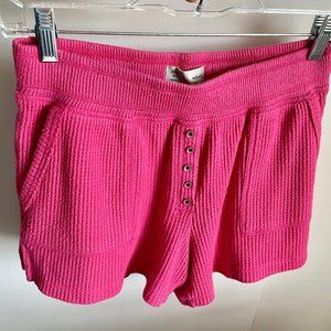 Anthropologie Saturday Sunday Wendy Thermal Waffle Knit Lounge Shorts Pink  XS